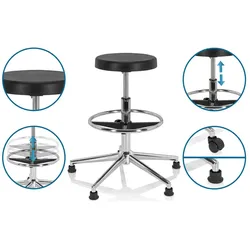 hjh OFFICE Hocker / Drehhocker / Arbeitsstuhl TOP WORK 14 I Hartschaum schwarz Chrom hjh