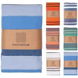 MOMOMUS Picknickdecke XXL für den Strand - Faltbar, Groß und Mit Fransen - Strandmatte/Stranddecke Sandfrei für Picknicks oder Leichte Campingdecke - Blau, 210x240 cm