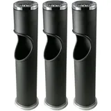 Novaliv Aschenbecher 3X Standaschenbecher für draußen Schwarz 46,5cm hoch 9,5cm Ø 2in1 für Müll- und Zigarettenab