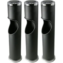 Novaliv Aschenbecher 3X Standaschenbecher für draußen Schwarz 46,5cm hoch 9,5cm Ø 2in1 für Müll- und Zigarettenab