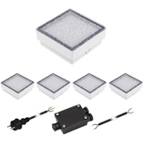 ledscom.de 5er-Set LED Pflasterstein CUS, IP67, 230V, 15x15x4cm, kaltweiß