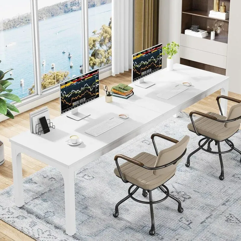 Tribesigns Schreibtisch/Computer-Schreibtisch, 200 x 70 x 75 cm, weiß