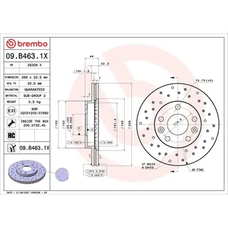 Brembo Bremsscheibe BREMBO 09.B463.1X
