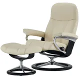 Stressless Relaxsessel Leder 91 x 102 x 79 cm creme mit Hocker