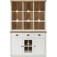 Furn.design Buffetschrank weiß Eiche, Nachbildung,Pinie, 130x198x43 cm, Küchen, Küchenmöbel,