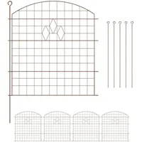 Relaxdays Teichzaun, 5 Zaunelemente, je H x B: 78 x 76 cm, zum Stecken, aus Metall, für Garten, Pool, Beetzaun, braun