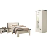 Schlafzimmer-Set HOME AFFAIRE "SHERWOOD", weiß (pinie weiß dekor), B:263cm H:209cm T:213cm, Schlafzimmermöbel-Sets, Liegefläche 90x200cm, Schrank 2-trg. 93cm breit