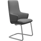 Polsterstuhl STRESSLESS "Laurel", grau (dunkelgrau dinamica, chrom matt), B:58cm H:105cm T:60cm, Microfaser DINAMICA (88% Polyester, 12% Polyurethan), Stühle, Polsterstuhl, High Back mit Armlehne, Größe L, mit Beinen aus Stahl in Chrom matt