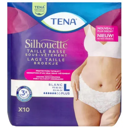 Tena Silhouette Plus Weiß Niedrige Taille L 10 Stück