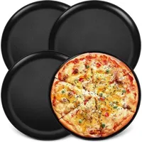 Famanu Pizzateller Set von 4 - 30 cm - Edelstahl - Antihaftbeschichtung - Gesund und langlebig