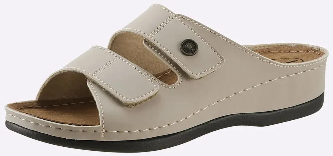 Pantolette FRANKEN-SCHUHE, Damen, Gr. 42, beige (sand), Lederimitat, Schuhe Pantolette