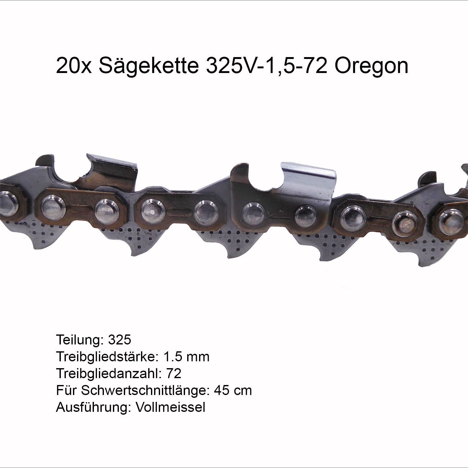 20 Stück Oregon Sägeketten 325 1.5 mm 72 TG Ersatzkette