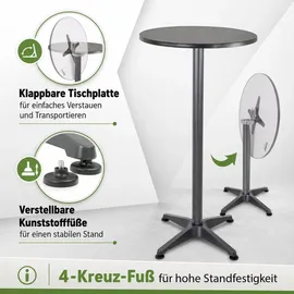 Trutzholm Stehtisch 2in1 Bistrotisch höhenverstellbar klappbar 70/115 cm Ø 60 cm