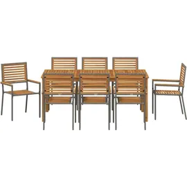 vidaXL Garten Essgruppe 9-tlg. Grau