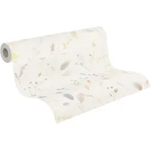 A.S. Création Vliestapete mit Gräser-Motiv in Weiß, Grün, Blau, Gelb, Lila - Florale Tapete 10,05 m x 0,53 m - 791701