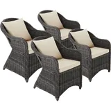 Tectake tectake® Rattansessel, mit Aluminiumgestell inkl. Sitzkissen und Rückenkissen 4grau