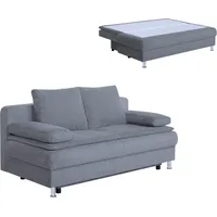 Schlafsofa - grau - Staukasten - integrierter Topper