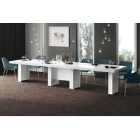 designimpex Esstisch Design Konferenztisch Tisch HLA-111 Hochglanz XXL ausziehbar 160-400cm weiß