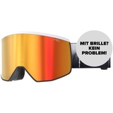 ATOMIC FOUR PRO HD Skibrille - Black / White / Tree - Skibrillen mit kontrastreichen Farben - Hochwertig verspiegelte Snowboardbrille - Brille mit Live Fit Rahmen - Skibrille für Brillenträger