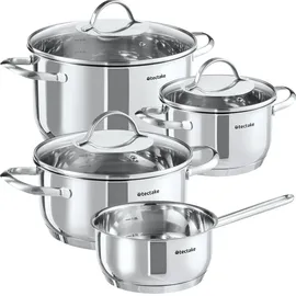 Tectake tectake® Kochtopfset, Silber, Metall, Kochen, Töpfe, Topfsets