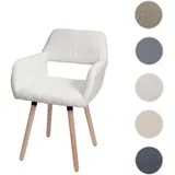 Mendler Esszimmerstuhl HWC-A50 II, Stuhl Küchenstuhl Polsterstuhl, Holz Stoff/Textil Bouclé (450g/m2) creme