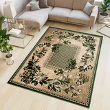 Tapiso Atlas Teppich Kurzflor Blumen Floral Bordüre Grün Beige Schlafzimmer Wohnzimmer Vintage Modern ÖKOTEX 200 x 300 cm