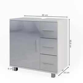 Vicco Waschbeckenunterschrank 60 x 60,8 x 33 cm Weiß Hochglanz
