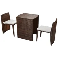 vidaXL Polyrattan Bistro Set 3-tlg. braun inkl. Auflagen 42881