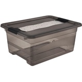 keeeper Aufbewahrungsbox mit Deckel und Schiebeverschluss, 12 l, Transparent, Crystal Grey