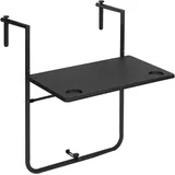 Woltu Balkonhängetisch Klappbar, Balkontisch zum Hängen, Hängetisch für Balkongeländer, Beistelltisch Klapptisch mit 3 Höhenverstellbar, Tischplatte 60x36