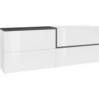 Home Affaire Sideboard HOME AFFAIRE "Zet", weiß (weiß hochglanz, zement), B:210cm H:86cm T:40cm, Sideboards, Sideboard, Breite 210 cm