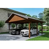 SKANHOLZ Satteldach-Carport Wallgau Nussbaum 620 x 500 cm Dachlattung