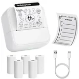 Mini-drucker, Tragbarer Thermodrucker, Bluetooth-fotodrucker Ohne Tinte, Aufkleberdrucker, Kompatibel Mit Android Und Ios Für Reisen, Lernnotizen, Diagramme (weiß)