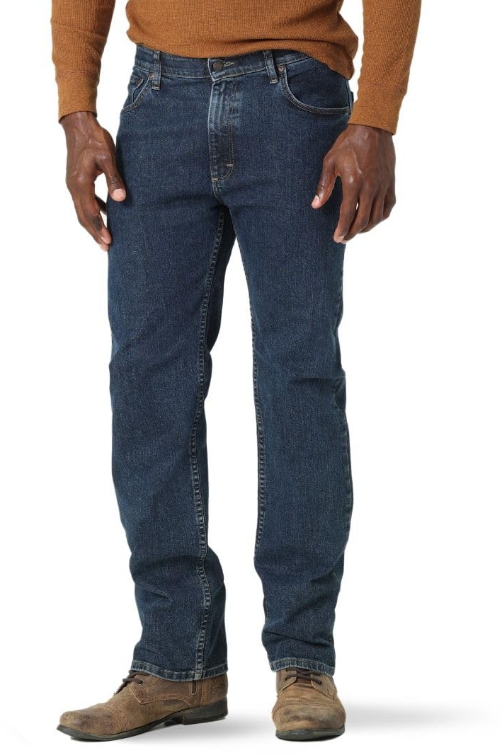 Wrangler Herren Regular Fit Comfort Flex Waist Jeans, Dunkel Stonewash, 33W / 34L