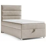 4mybaby GmbH Best for Home Boxspringbett mit Bettkasten Trinity K4-SINGLE 90x200 Bonellfederkern inkl. Topper | Beige | Beige