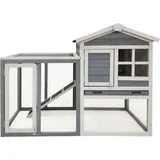 Wiltec Kaninchenstall 122 x 63 x 92 cm grau-weiß