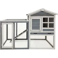 Wiltec Kaninchenstall 122 x 63 x 92 cm grau-weiß