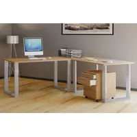VCM Holz Schreibtisch Eckschreibtisch schlicht 130x130 Form links oder