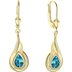 Paar Ohrhänger VIVANCE "375/- Gelbgold glanz Blautopas", gelb (gelb, blau), Ohrringe, Damen, ONE-SIZE, Gold
