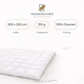 HANSKRUCHEN GmbH HANSKRUCHEN Daunendecke 200x200 cm extra Leicht 100% Daunen waschbar Allergiker Sommerdecke atmungsaktiv Bettdecke weiß - Weiß