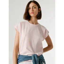 Pepe Jeans T-Shirt "BLOOM", Damen, Gr. M, pale pink, Single Jersey, Obermaterial: 100% Baumwolle, bedruckt, unifarben, slim fit Rundhals, abgesteppte Kante, Shirts T-Shirt, im Slim Fit, Rundhals