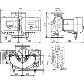WILO Nassläufer-Doppelpumpe Stratos MAXO-D 40/0,5-12, PN 10, Flansch
