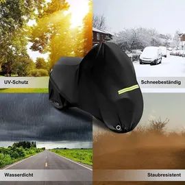 Woltu Motorradabdeckung wasserdicht Winterfest Schwarz 245 cm x 105 cm x 125 cm