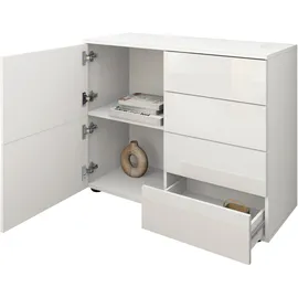 borchardt Möbel Kommode BORCHARDT MÖBEL, weiß (weiß, hg), B:93cm H:72cm T:35cm, Spanplatte, Sideboards, Kommode, Drucköffner (Push-To-Open), höhenverstellbare Einlegeböden
