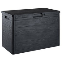 ONDIS24 Kissenbox Gartenbox Terrassenbox Woody's 160L Holzoptik, abschließbar, UV-Schutz grau