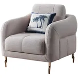 JVmoebel Lounge-Sessel grau 85 x 108 x 136 cm mit goldenen Akzenten