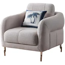 JVmoebel Lounge-Sessel grau 85 x 108 x 136 cm mit goldenen Akzenten