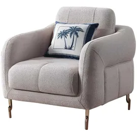 JVmoebel Lounge-Sessel grau 85 x 108 x 136 cm mit goldenen Akzenten