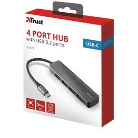 Trust Halyx USB-C 4 Port USB Hub Grau