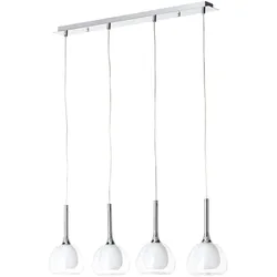 BRILLIANT Pendelleuchte "Hadan", silber (chrom, weiß, transparent), H: 120cm, Lampen, Hängelampe 4flg chrom/weiß-transparent